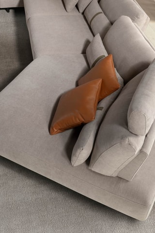 Divano angolare sinistro modulabile - Beige - 5 posti - In poliestere