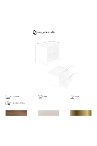 Comodino in noce - 60 x 42 x 50 cm