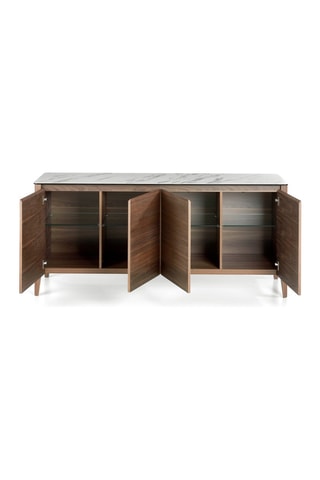 Credenza 4 ante - Effetto noce e bianco