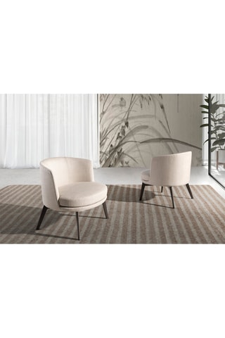 Cadeirão - Creme e castanho - Em tecido