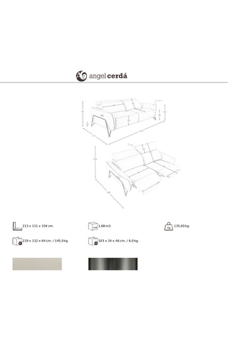 Divano - Beige - 3 posti - In pelle