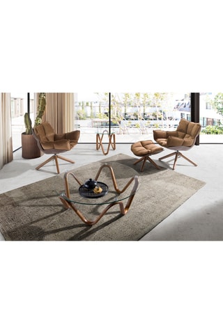 Tavolino in noce e vetro - 50 x 51 cm