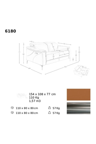Divano - Marrone - 2 posti - In pelle