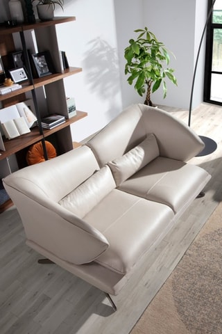 Divano - Grigio - 2 posti - In pelle