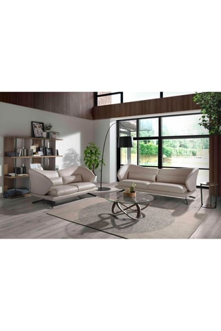 Divano - Grigio - 2 posti - In pelle