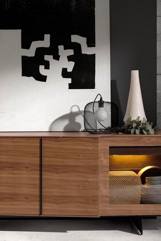 Credenza 3 ante in legno placcato noce - 180 x 76 x 60 cm