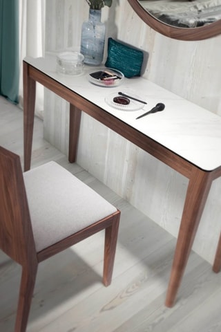 Console in porcellana e noce -  120 x 75 x 39 cm