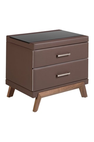 Comodino in vetro e noce - 60 x 56 x 46 cm