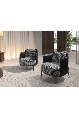 Cadeirão - Preto e branco - Efeito couro