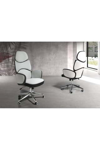 Sedia da scrivania con ruote - 
Bianco e nero