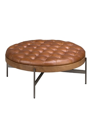 Table basse en bois et cuir - 100 x 40 x 100 cm