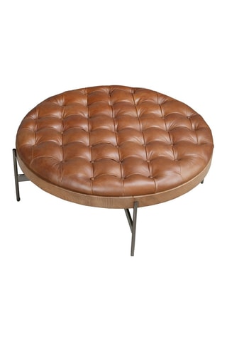 Table basse en bois et cuir - 100 x 40 x 100 cm