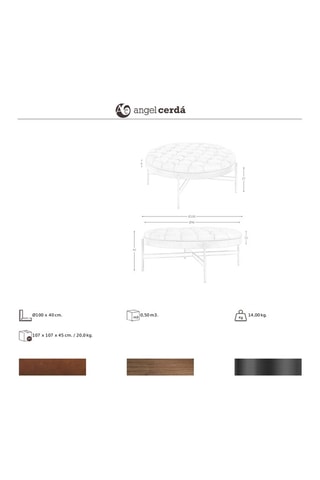 Table basse en bois et cuir - 100 x 40 x 100 cm