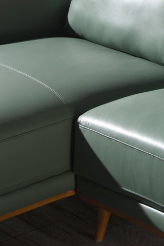 Divano angolare sinistro - Verde scuro - 5 posti - In pelle