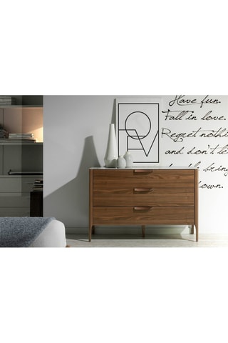 Credenza 3 cassetti - Effetto noce e grigio