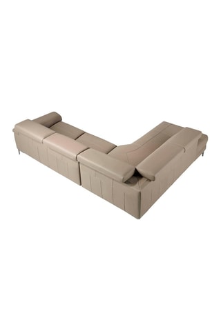 Divano angolare sinistro con meccanismo elettrico - Beige - 3 posti - In pelle