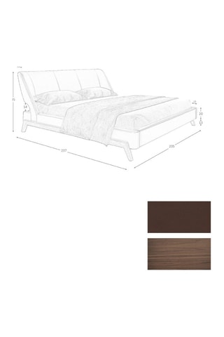 Letto in pino massiccio e legno placcato noce - Area materasso 180 x 200 cm