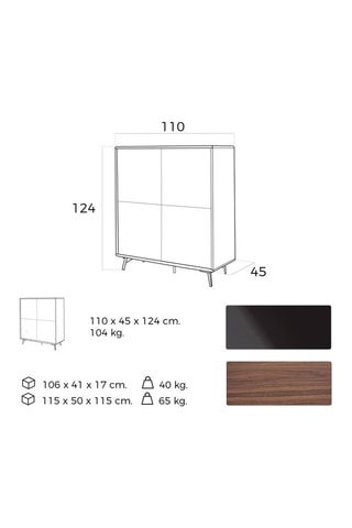 Credenza 4 ante - Effetto noce e nero