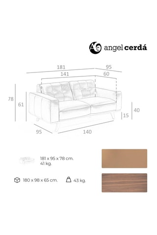 Divano - Beige - 2 posti - In pelle