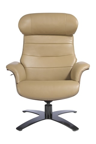 Poltrona girevole - Beige - In pelle