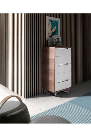 Credenza 5 cassetti in legno placcato noce - 106 x 70 x 49 cm