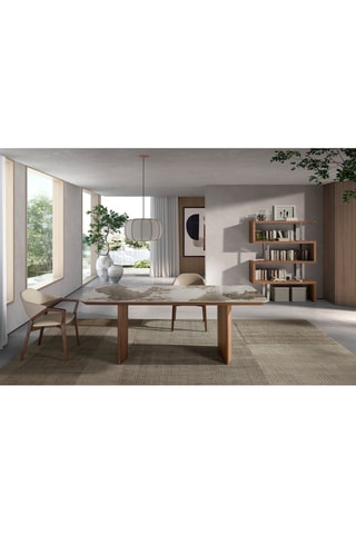 Tavolo da pranzo in marmo di porcellana e noce  - 200 x 77 x 90 cm