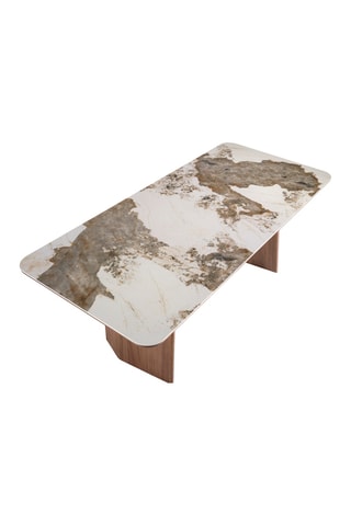 Tavolo da pranzo in marmo di porcellana e noce  - 200 x 77 x 90 cm