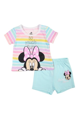 T-shirt en Short Minnie Disney - Zeegroen - Zwart, groen, geel en oranje