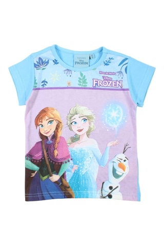 T-shirt Elsa en Anna Frozen Disney - Hemelsblauw - Blauw en paars