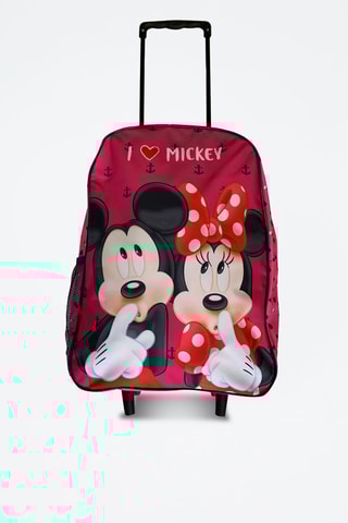 Rugtas met Wieltjes Mickey en Minnie Disney - Fuchsia - Wit, zwart, roze en rood