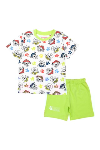 T-shirt en Short Chase, Ruben en Marcus Paw Patrol - Anijsgroen en Wit - Wit en groen