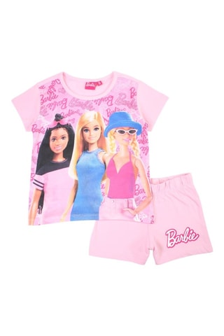 T-shirt en Short Barbie - Donkerroze - Beige, blauw, zwart en roze