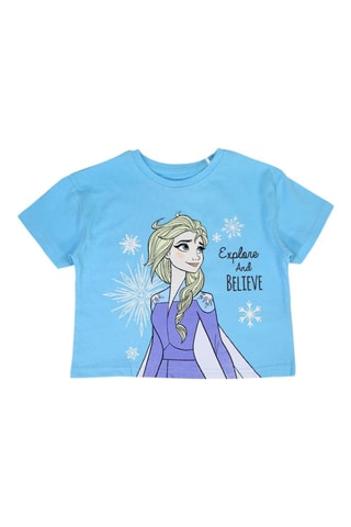 T-shirt en Short Elsa Frozen Disney - Hemelsblauw - Wit, blauw, geel en paars