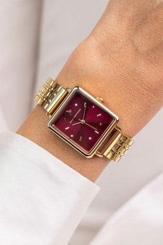Orologio al quarzo in acciaio - Dorato e bordeaux  - Emily Westwood