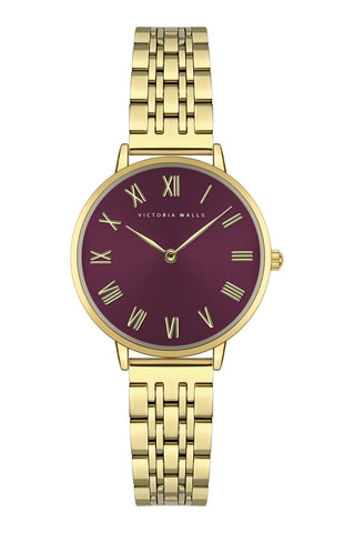 Orologio al quarzo in acciaio - Dorato e bordeaux - Victoria Walls