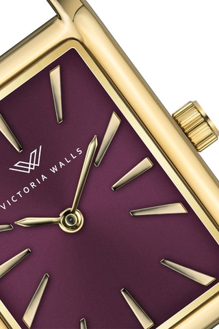 Orologio al quarzo in acciaio - Dorato e bordeaux - Victoria Walls