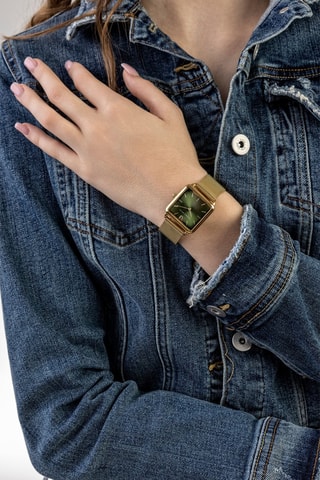 Orologio al quarzo in acciaio - Dorato e verde  - Victoria Walls