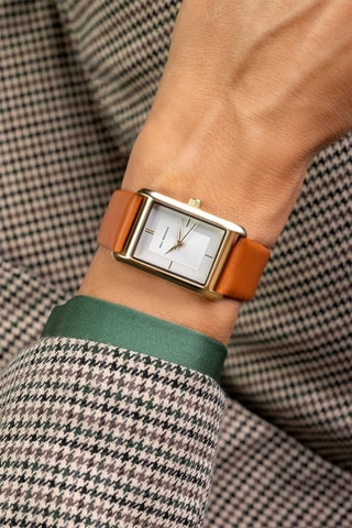 Orologio al quarzo in pelle - Marrone e dorato