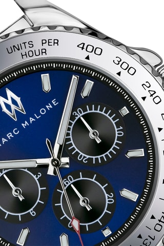 Orologio al quarzo in pelle - Nero e argentato - Marc Malone