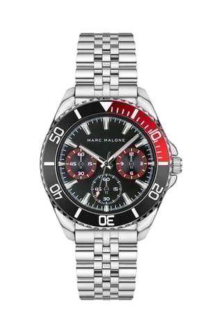 Orologio al quarzo in acciaio - Argentato e nero - Marc Malone