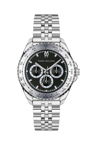 Orologio al quarzo in acciaio - Argentato e nero - Marc Malone