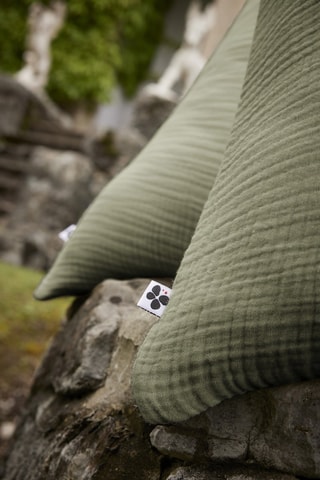 Federa in quadrupla garza di cotone Ina - Kaki