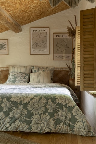 Copripiumino in cotone 57 fili/cm² Tamara  - Bianco e verde chiaro