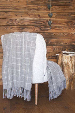 Plaid in lana Camille - Grigio e bianco - 140 x 200 cm