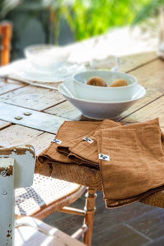 3 tovaglioli in garza di cotone Gaïa - Cammello