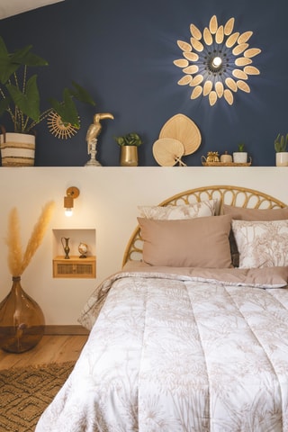 Parure de couette en coton 57 fils/cm² Java -  Blanc et beige