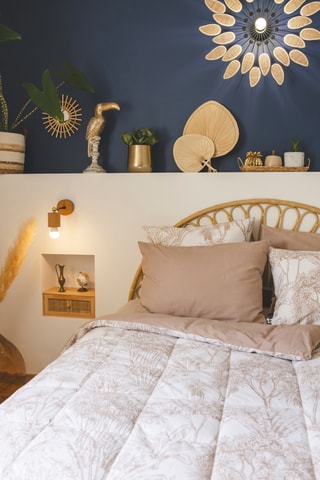 Parure de couette en coton 57 fils/cm² Java -  Blanc et beige