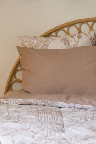 Parure de couette en coton 57 fils/cm² Java -  Blanc et beige