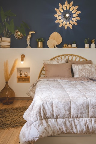 Parure de couette en coton 57 fils/cm² Java -  Blanc et beige