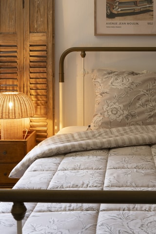 Parure de couette réversible en coton 57 fils/cm² Nora - Beige